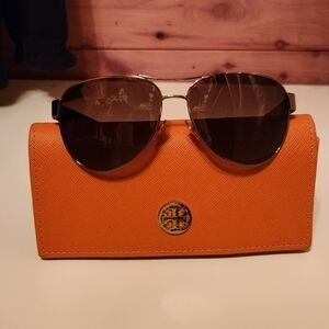 Tory Burch Orange Wallet with Aviator Sunglasses
